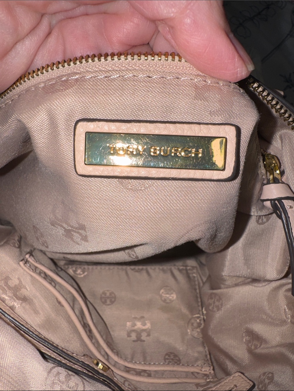 Tory Burch Thea Medium Pale Pink Pebbled Leather Satchel - Picture 12 of 13